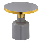 David - table d'appoint - gris - métal et émail - ø 45 H 45 cm